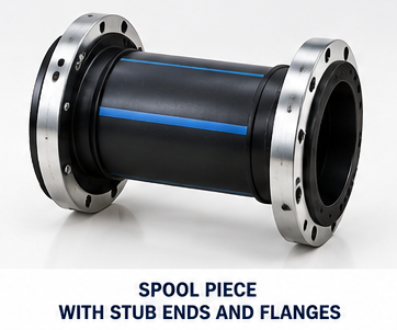 Wetpipe HDPE PE100 spool piece with stub ends and steel backing flanges
